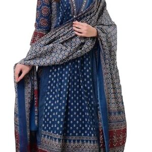 KLOSIA Women’s Rayon Printed Anarkali Kurta and Pant with Dupatta Set